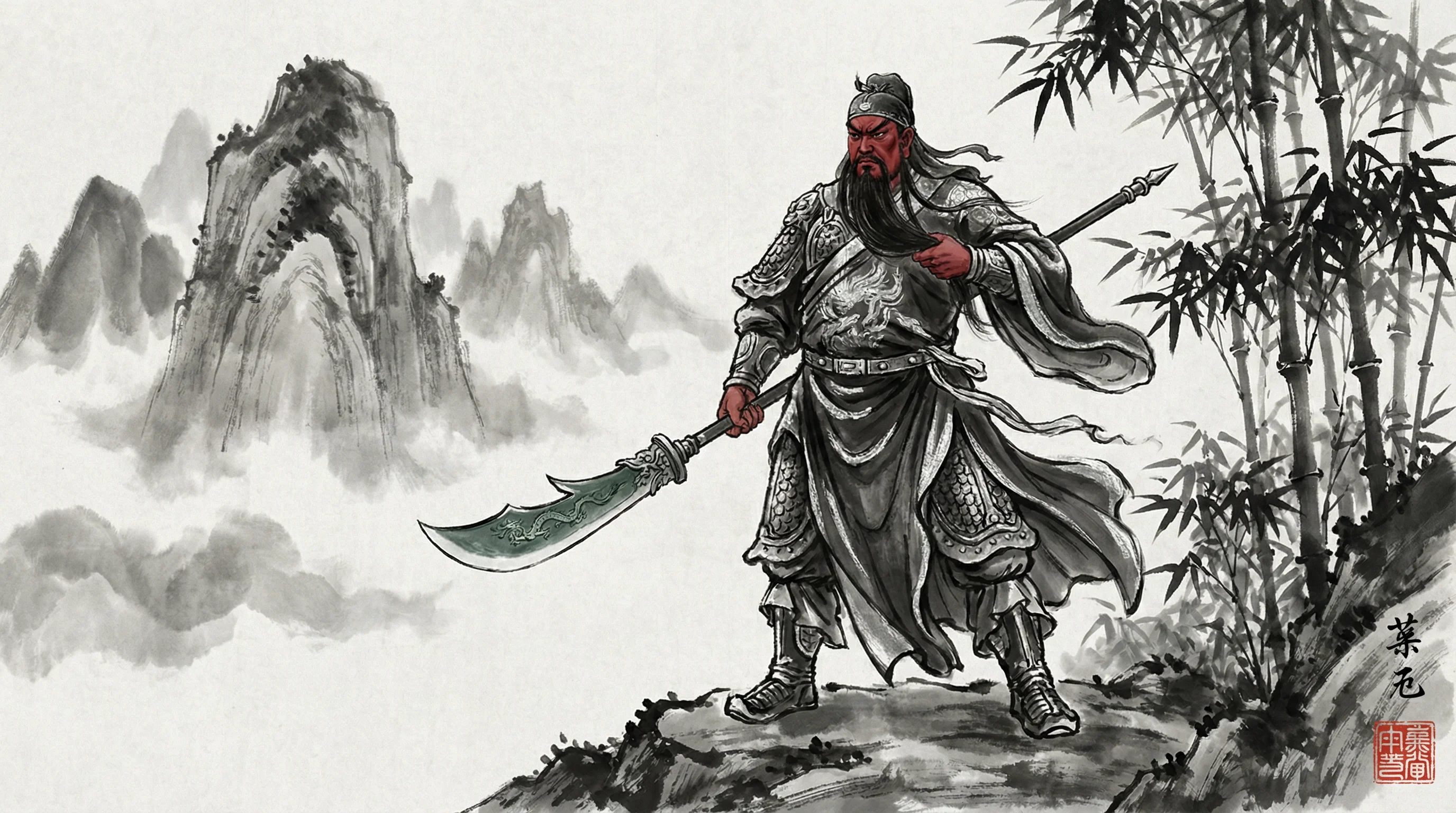 pg电子试玩武圣关公水墨画